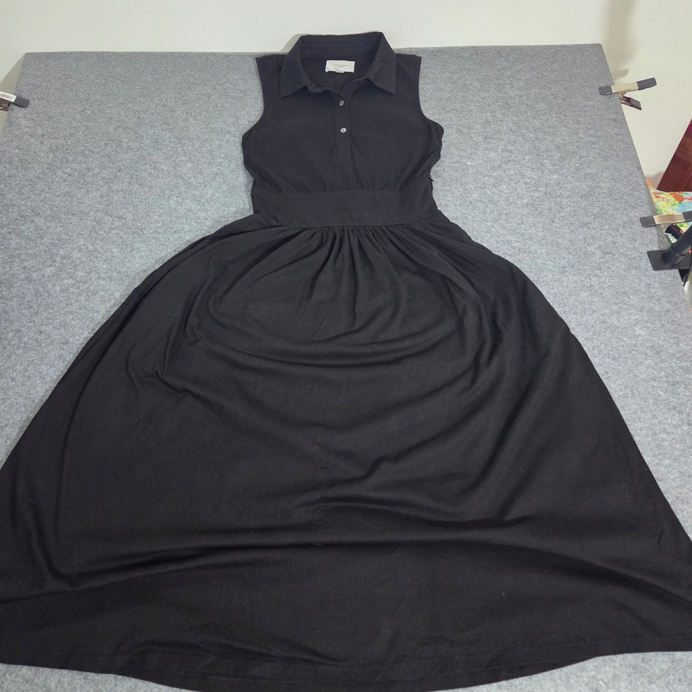 Pomander Place Tuckernuck Black Maxi Dress S Cotton Polo Fit Flare Sleeveless